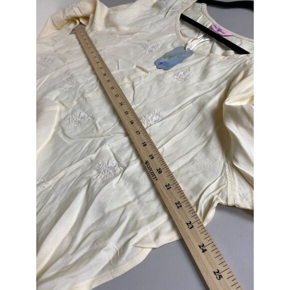 NEW April Cornell Long Sleeve Tunic Top Women size XL Butter Yellow Floral Boho - Picture 6 of 16